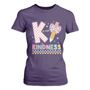 K Is For Kindness T Shirt For Women Cute Pencil Bow Teacher Be Kind TS02 Purple Print Your Wear