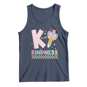 K Is For Kindness Tank Top Cute Pencil Bow Teacher Be Kind TS02 Navy Print Your Wear