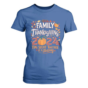 Family Thanksgiving 2024 T Shirt For Women Time Spent Together Is A Blessing Thankful Matching Group Crew TS02 Royal Blue Print Your Wear