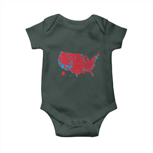 Red States US Map Baby Onesie Trump Won President Election 2024 TS02 Dark Forest Green Print Your Wear