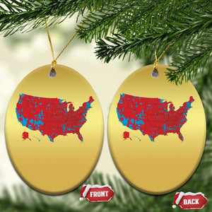 Red States US Map Christmas Ornament Trump Won President Election 2024 TS02 Oval Gold Print Your Wear