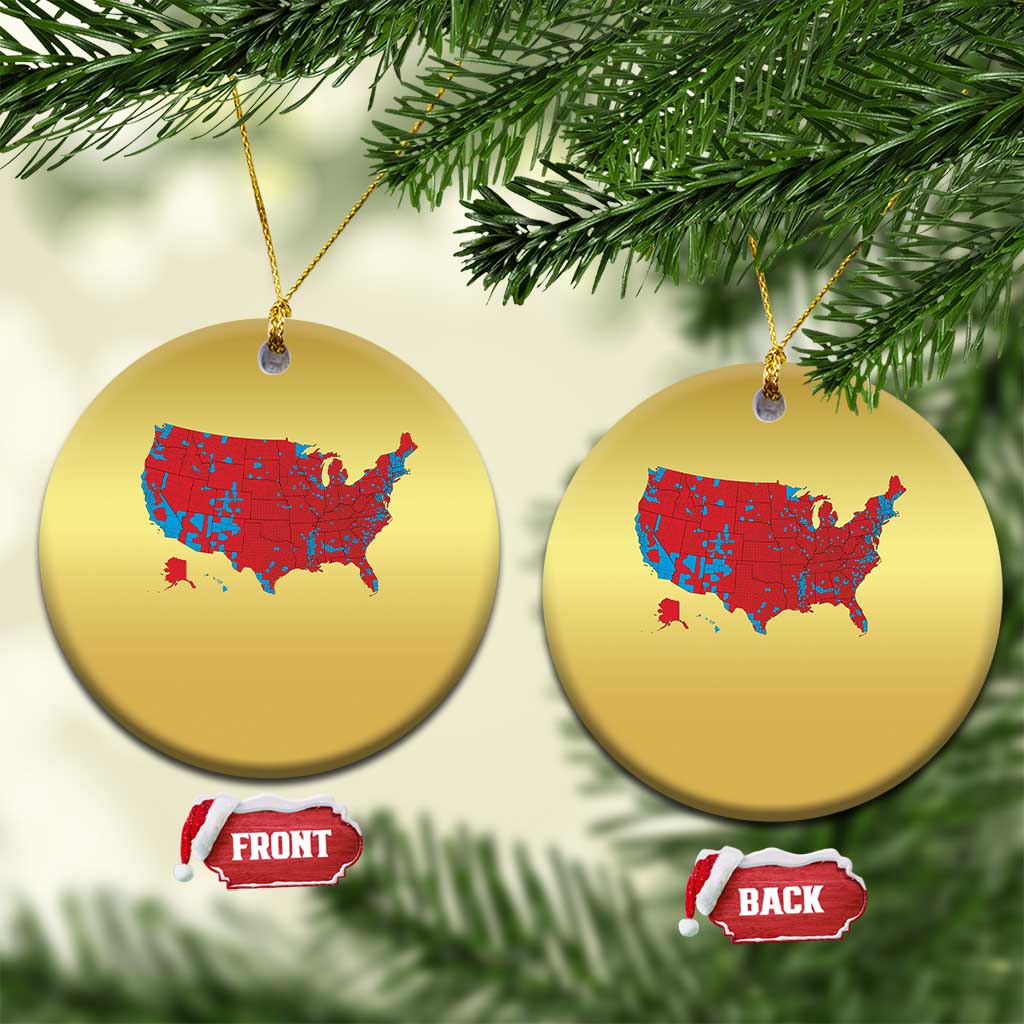 Red States US Map Christmas Ornament Trump Won President Election 2024 TS02 Circle Gold Print Your Wear