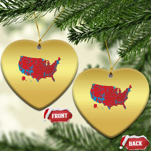 Red States US Map Christmas Ornament Trump Won President Election 2024 TS02 Heart Gold Print Your Wear