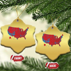 Red States US Map Christmas Ornament Trump Won President Election 2024 TS02 Snow Flake Gold Print Your Wear