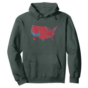 Red States US Map Hoodie Trump Won President Election 2024 TS02 Dark Forest Green Print Your Wear