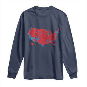 Red States US Map Long Sleeve Shirt Trump Won President Election 2024 TS02 Navy Print Your Wear