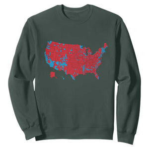 Red States US Map Sweatshirt Trump Won President Election 2024 TS02 Dark Forest Green Print Your Wear