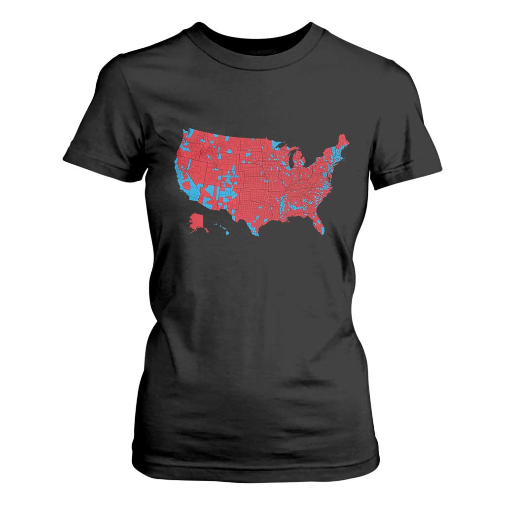 Red States US Map T Shirt For Women Trump Won President Election 2024 TS02 Black Print Your Wear