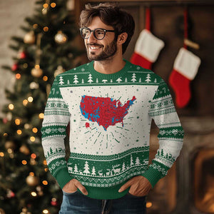 Red States US Map Ugly Christmas Sweater Trump Won President Election 2024 TS02 Green Print Your Wear