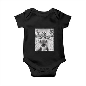 Funny Christmas Reindeer Selfie Baby Onesie With Santa Xmas Gag Gift TS02 Black Print Your Wear