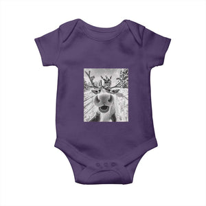 Funny Christmas Reindeer Selfie Baby Onesie With Santa Xmas Gag Gift TS02 Purple Print Your Wear