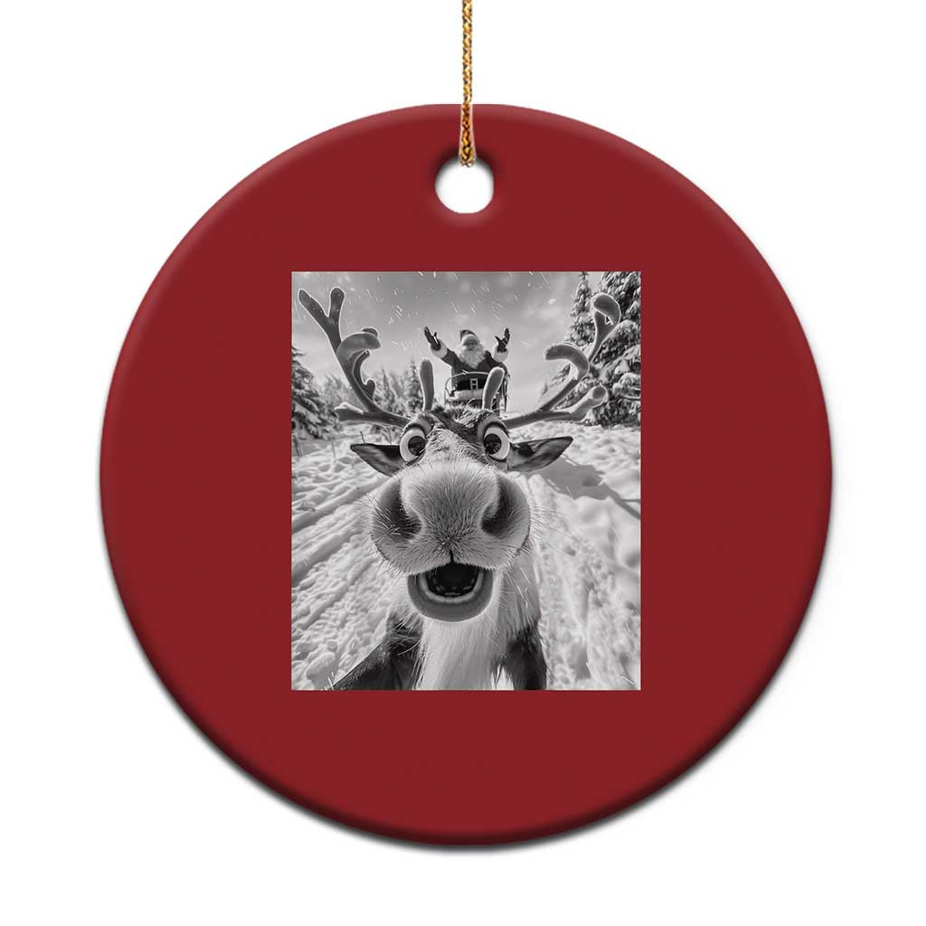 Funny Xmas Reindeer Selfie Christmas Ornament With Santa Xmas Gag Gift TS02 Print Your Wear