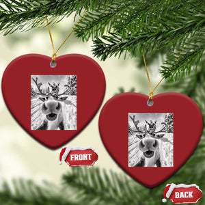 Funny Xmas Reindeer Selfie Christmas Ornament With Santa Xmas Gag Gift TS02 Heart Red Print Your Wear