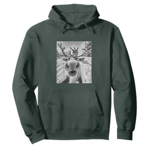 Funny Christmas Reindeer Selfie Hoodie With Santa Xmas Gag Gift TS02 Dark Forest Green Print Your Wear