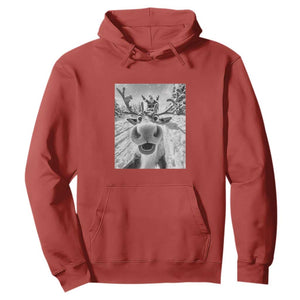 Funny Christmas Reindeer Selfie Hoodie With Santa Xmas Gag Gift TS02 Red Print Your Wear