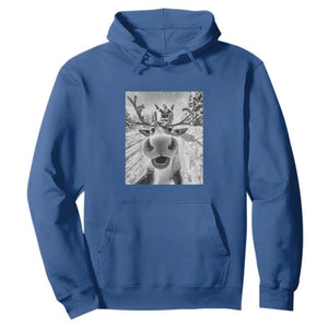 Funny Christmas Reindeer Selfie Hoodie With Santa Xmas Gag Gift TS02 Royal Blue Print Your Wear