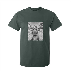 Funny Christmas Reindeer Selfie T Shirt For Kid With Santa Xmas Gag Gift TS02 Dark Forest Green Print Your Wear