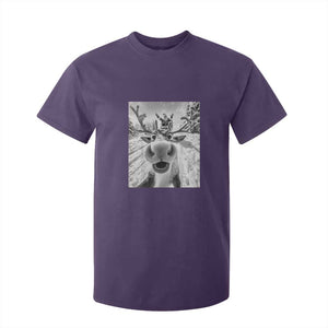 Funny Christmas Reindeer Selfie T Shirt For Kid With Santa Xmas Gag Gift TS02 Purple Print Your Wear