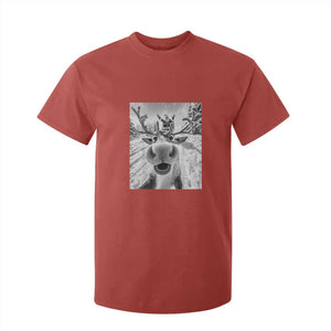 Funny Christmas Reindeer Selfie T Shirt For Kid With Santa Xmas Gag Gift TS02 Red Print Your Wear