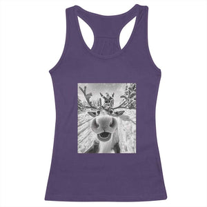 Funny Christmas Reindeer Selfie Racerback Tank Top With Santa Xmas Gag Gift TS02 Purple Print Your Wear