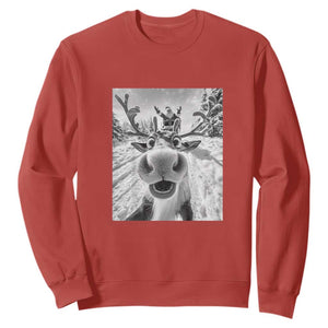 Funny Christmas Reindeer Selfie Sweatshirt With Santa Xmas Gag Gift TS02 Red Print Your Wear