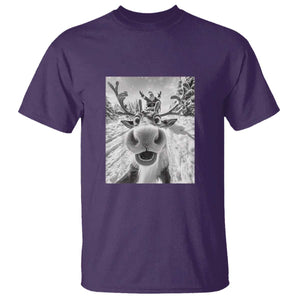 Funny Christmas Reindeer Selfie T Shirt With Santa Xmas Gag Gift TS02 Purple Print Your Wear