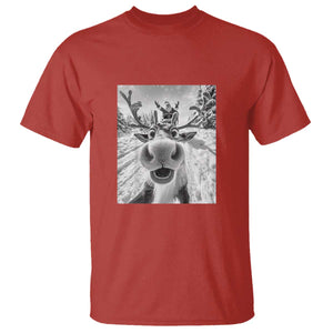 Funny Christmas Reindeer Selfie T Shirt With Santa Xmas Gag Gift TS02 Red Print Your Wear