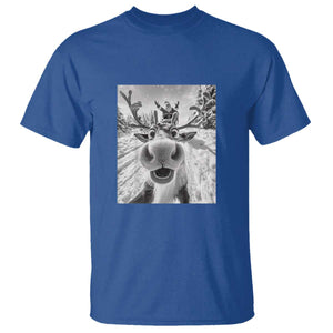 Funny Christmas Reindeer Selfie T Shirt With Santa Xmas Gag Gift TS02 Royal Blue Print Your Wear