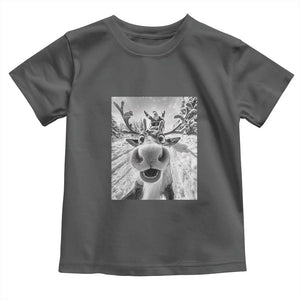 Funny Christmas Reindeer Selfie Toddler T Shirt With Santa Xmas Gag Gift TS02 Dark Heather Print Your Wear