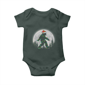 Christmas Bigfoot Baby Onesie Sasquatch with Santa Hat Xmas Tree Lights TS02 Dark Forest Green Print Your Wear