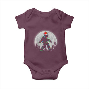 Christmas Bigfoot Baby Onesie Sasquatch with Santa Hat Xmas Tree Lights TS02 Maroon Print Your Wear