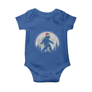 Christmas Bigfoot Baby Onesie Sasquatch with Santa Hat Xmas Tree Lights TS02 Royal Blue Print Your Wear