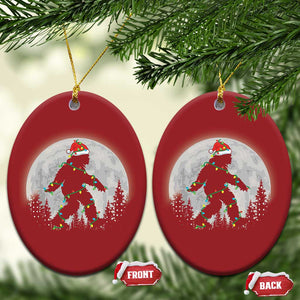 Xmas Bigfoot Christmas Ornament Sasquatch with Santa Hat Xmas Tree Lights TS02 Oval Red Print Your Wear