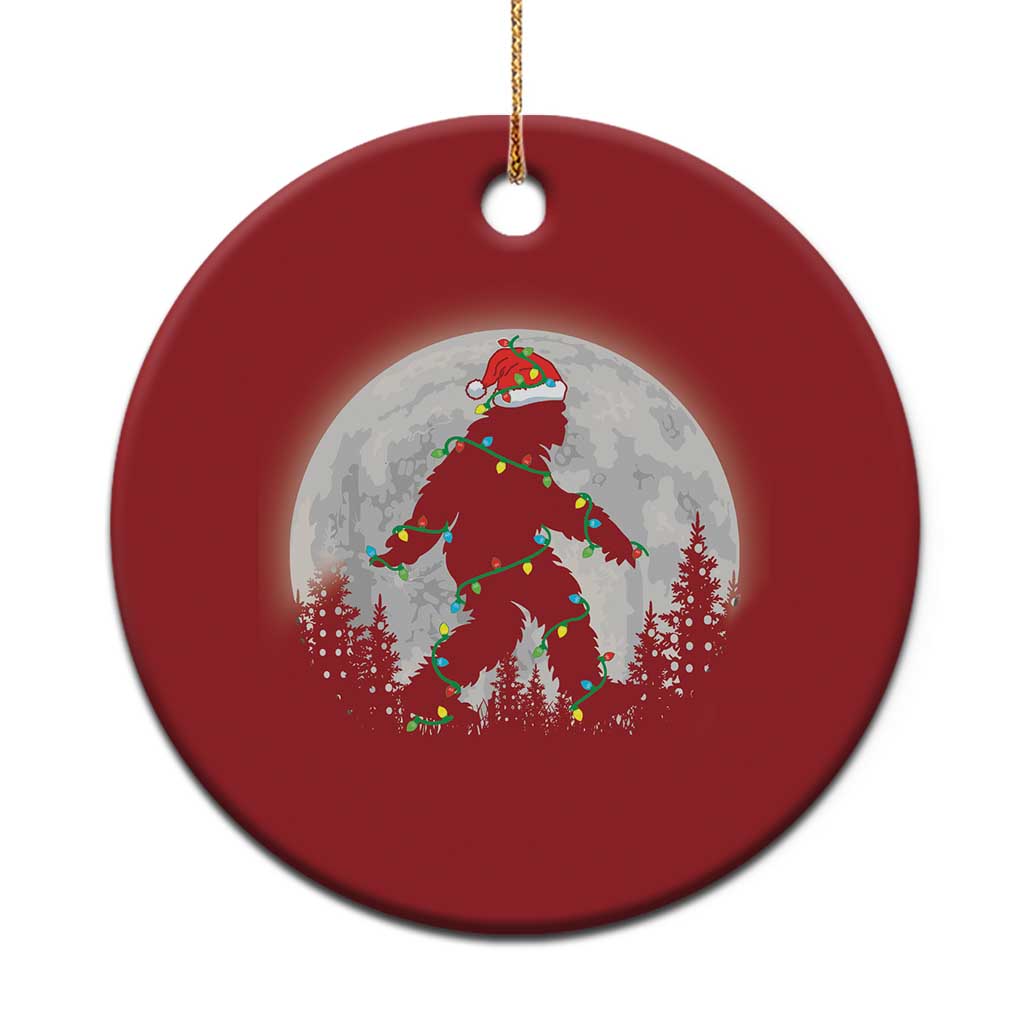 Xmas Bigfoot Christmas Ornament Sasquatch with Santa Hat Xmas Tree Lights TS02 Print Your Wear