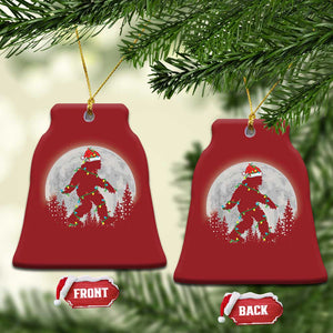 Xmas Bigfoot Christmas Ornament Sasquatch with Santa Hat Xmas Tree Lights TS02 Bell Flake Red Print Your Wear