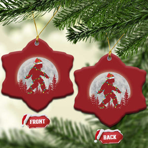 Xmas Bigfoot Christmas Ornament Sasquatch with Santa Hat Xmas Tree Lights TS02 Snow Flake Red Print Your Wear