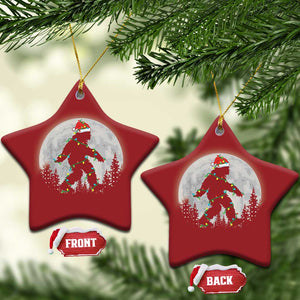 Xmas Bigfoot Christmas Ornament Sasquatch with Santa Hat Xmas Tree Lights TS02 Star Red Print Your Wear