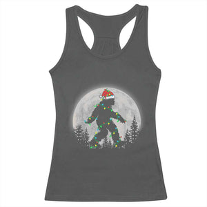 Christmas Bigfoot Racerback Tank Top Sasquatch with Santa Hat Xmas Tree Lights TS02 Dark Heather Print Your Wear