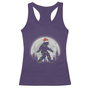 Christmas Bigfoot Racerback Tank Top Sasquatch with Santa Hat Xmas Tree Lights TS02 Purple Print Your Wear