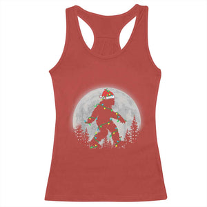 Christmas Bigfoot Racerback Tank Top Sasquatch with Santa Hat Xmas Tree Lights TS02 Red Print Your Wear