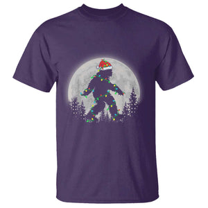 Christmas Bigfoot T Shirt Sasquatch with Santa Hat Xmas Tree Lights TS02 Purple Print Your Wear