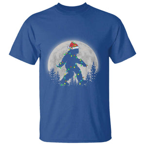 Christmas Bigfoot T Shirt Sasquatch with Santa Hat Xmas Tree Lights TS02 Royal Blue Print Your Wear