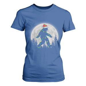 Christmas Bigfoot T Shirt For Women Sasquatch with Santa Hat Xmas Tree Lights TS02 Royal Blue Print Your Wear