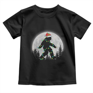 Christmas Bigfoot Toddler T Shirt Sasquatch with Santa Hat Xmas Tree Lights TS02 Black Print Your Wear