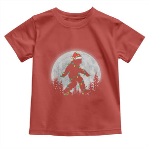 Christmas Bigfoot Toddler T Shirt Sasquatch with Santa Hat Xmas Tree Lights TS02 Red Print Your Wear