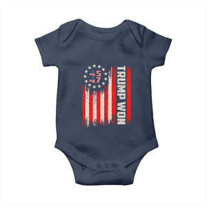 Trump Won 2024 Baby Onesie 45 47 US President American Flag TS02 Navy Print Your Wear