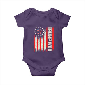 Trump Won 2024 Baby Onesie 45 47 US President American Flag TS02 Purple Print Your Wear