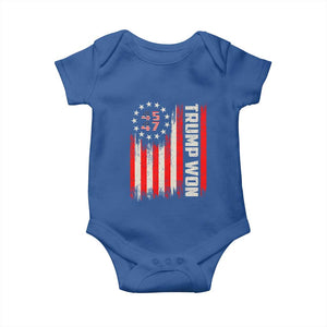 Trump Won 2024 Baby Onesie 45 47 US President American Flag TS02 Royal Blue Print Your Wear