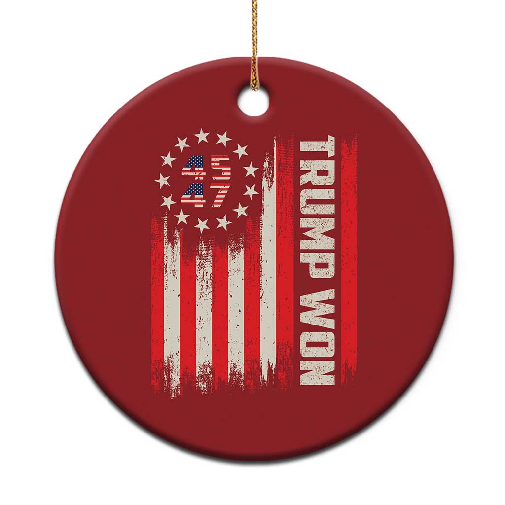 Trump Won 2024 Christmas Ornament 45 47 US President American Flag TS02 Print Your Wear