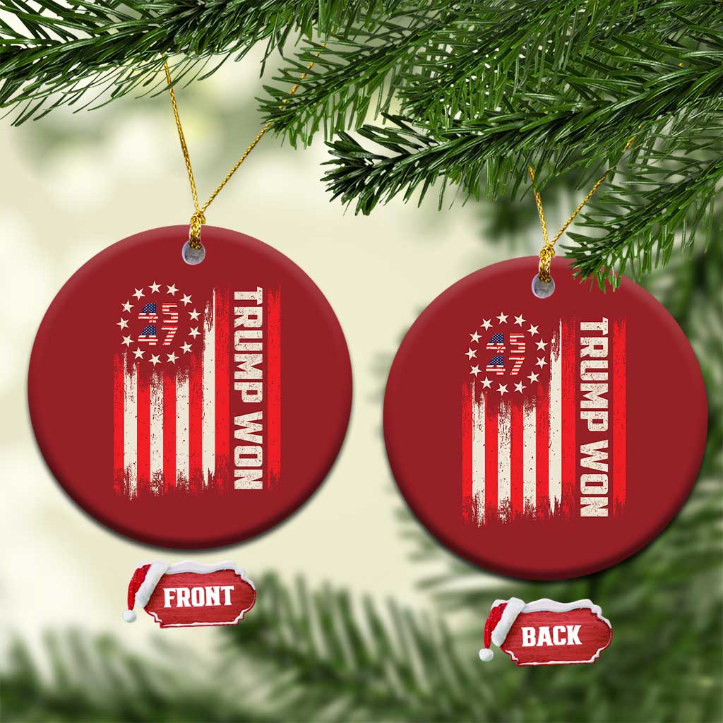 Trump Won 2024 Christmas Ornament 45 47 US President American Flag TS02 Circle Red Print Your Wear